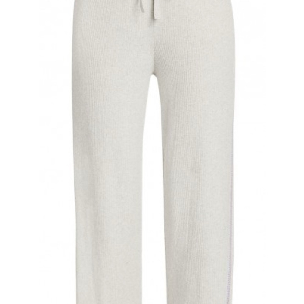 ATM Anthony Thomas Melillo Grey Ribbed Cashmere/Cotton Cropped Pants